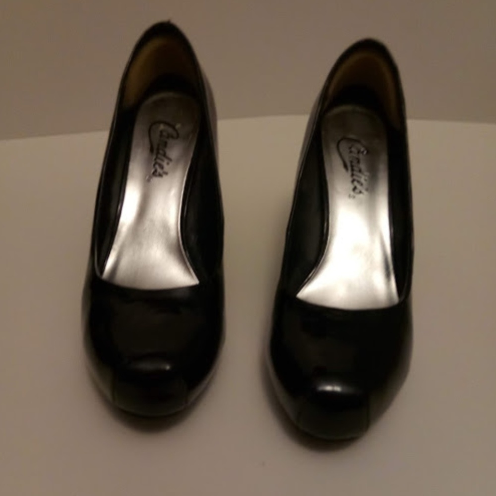[Candies] Black Leather Heels (Size 6)